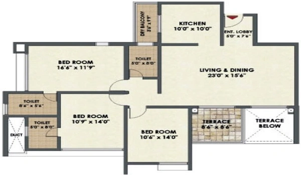 Prestige Avon 3.5 BHK Floor Plan